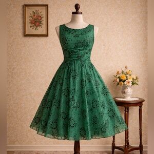 Vintage 1950’s Joy Frock Emerald Green Dress